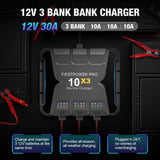 3 BANK MARINE CHARGER FIRST POWER 10AMP